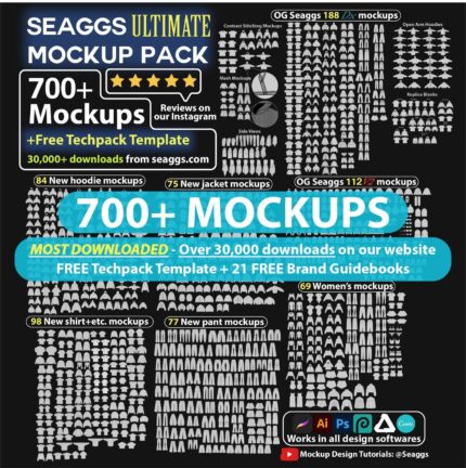 700+ Streetwear Clothing Vector Mockup Pack Techpack Mockups Clothing Brand Fashion Design Flat Adobe Illustrator Adobe Photoshop Procreate